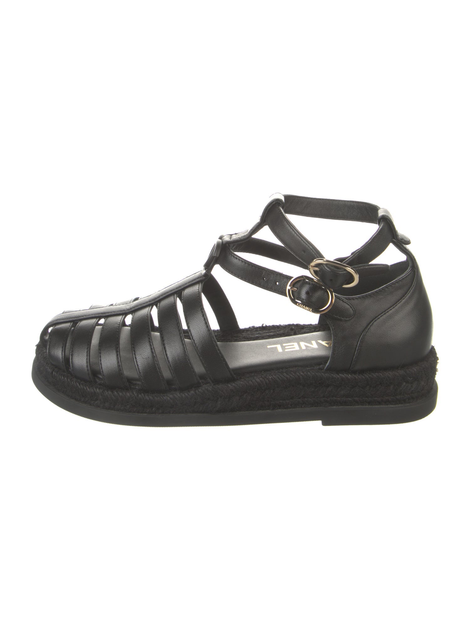 Chanel Interlocking CC Logo Leather Gladiator Sandals