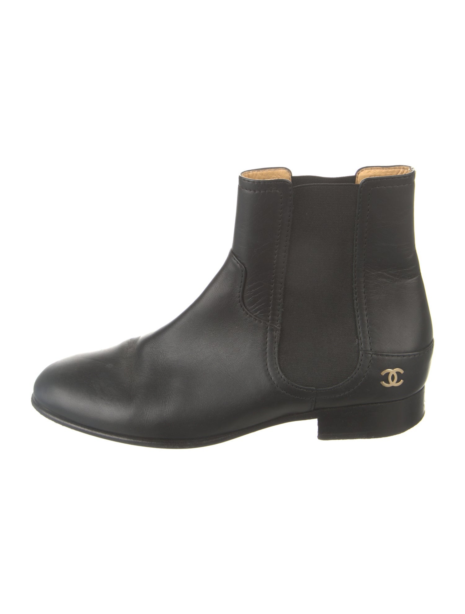 Chanel Interlocking CC Logo Leather Chelsea Boots