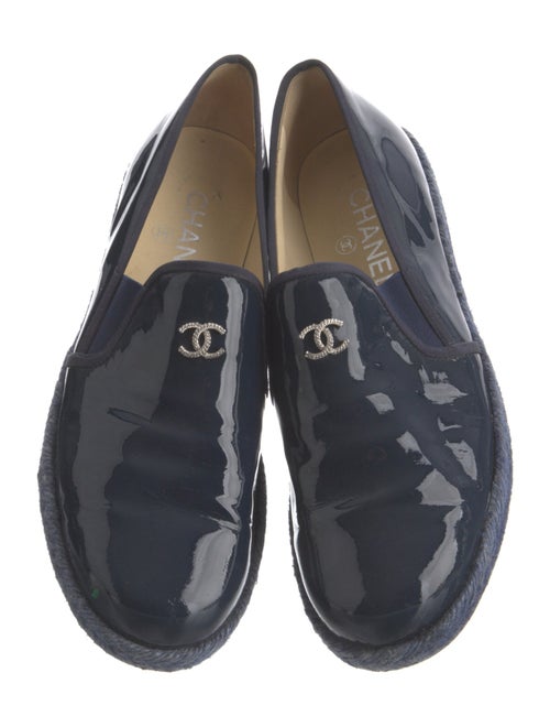 Chanel Interlocking CC Logo Patent Leather Espadrilles