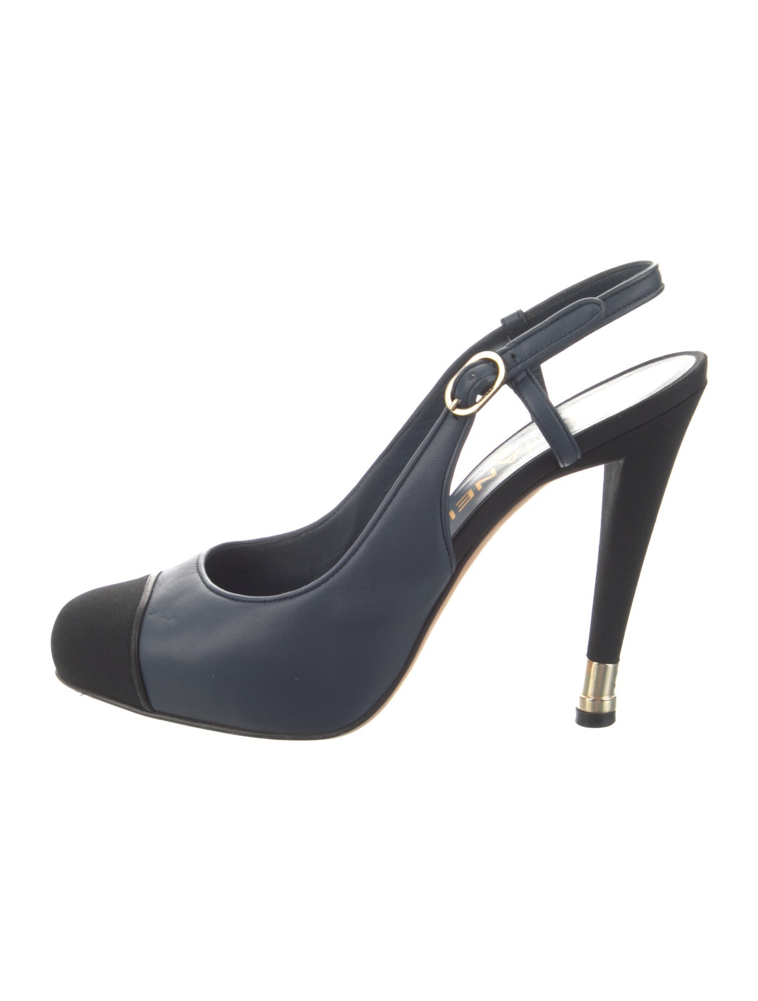 Chanel Interlocking CC Logo Leather Slingback Pumps