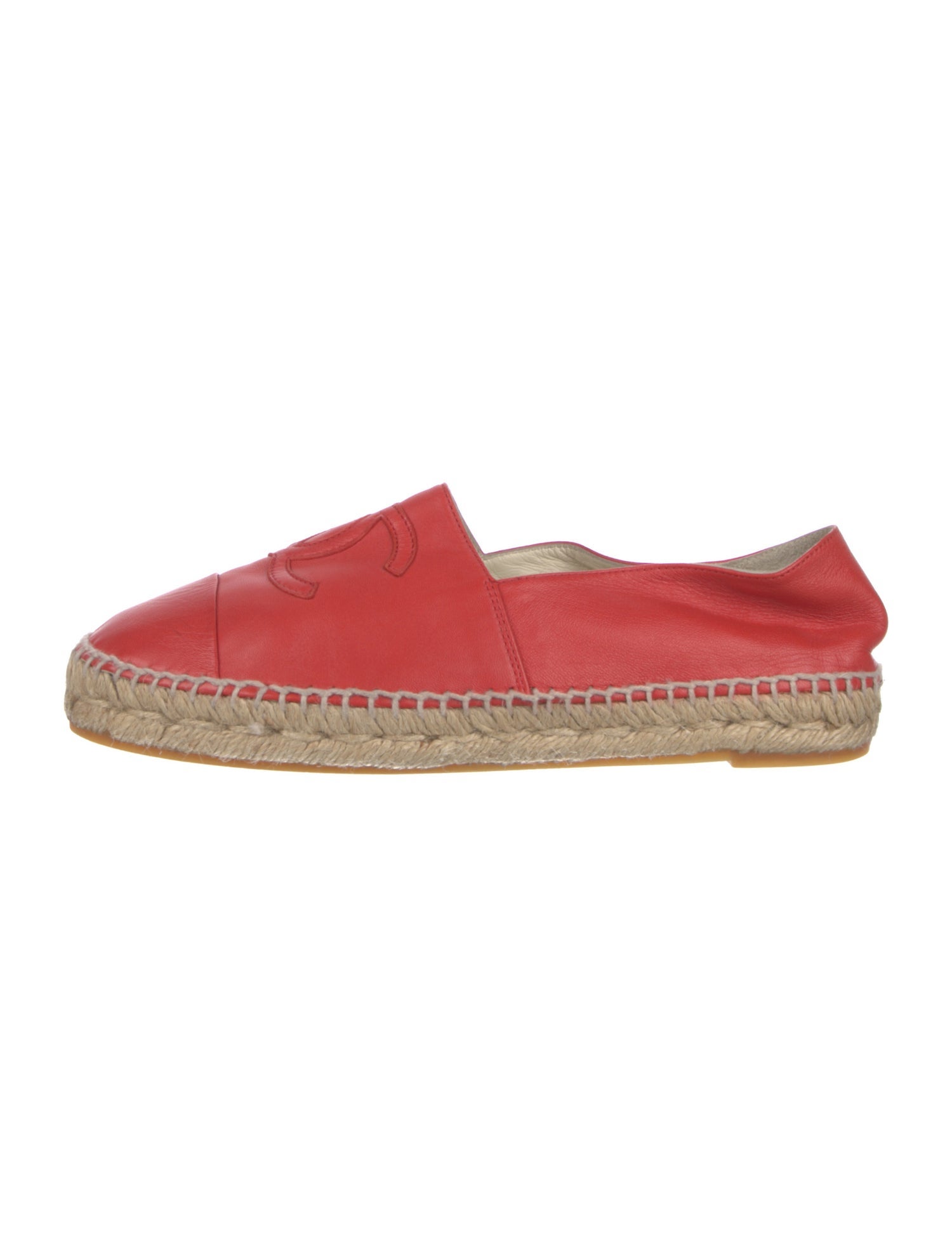 Chanel Interlocking CC Logo Leather Espadrilles