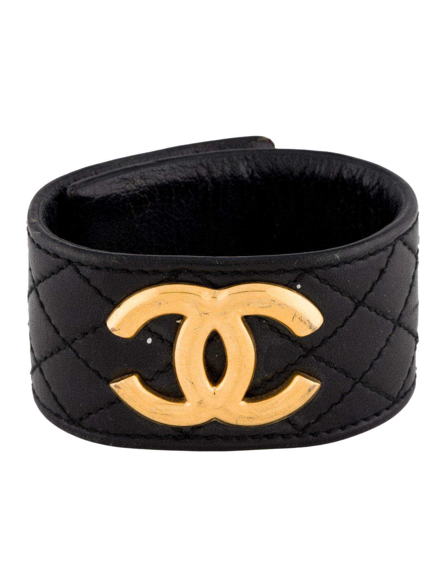 Chanel Vintage Leather CC Wrap Bracelet