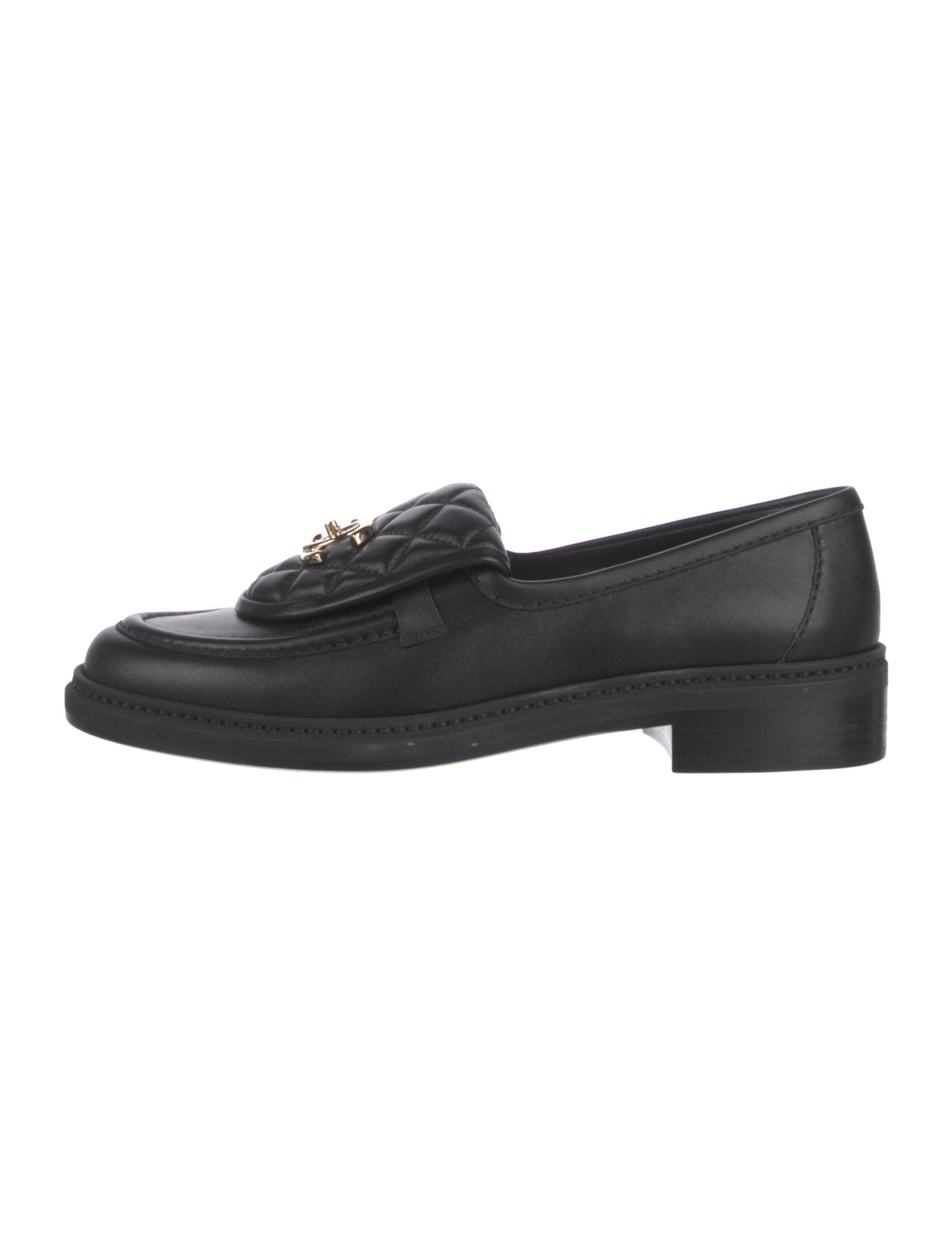 Chanel Interlocking CC Logo Leather Loafers