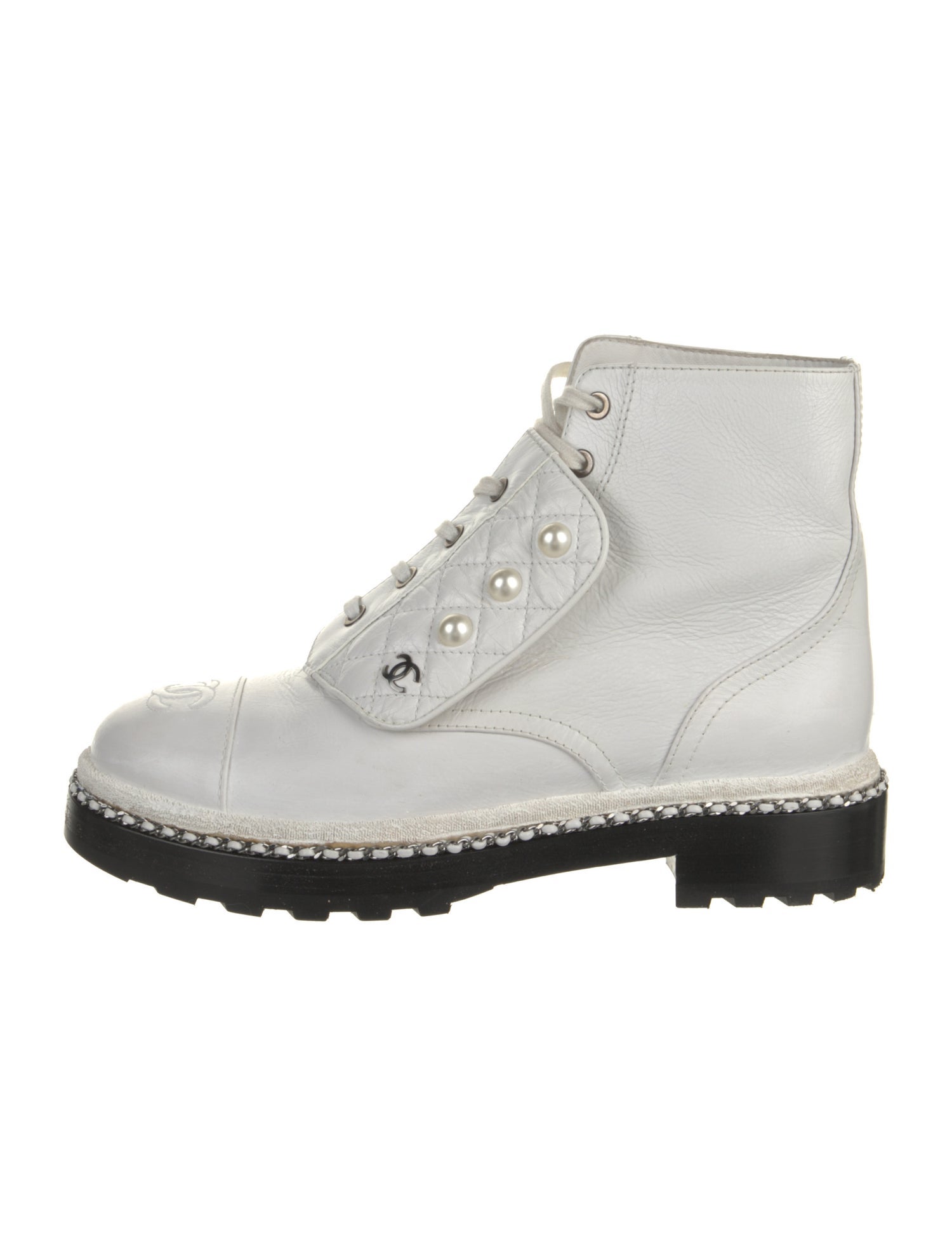 Chanel 2018 Interlocking CC Logo Combat Boots