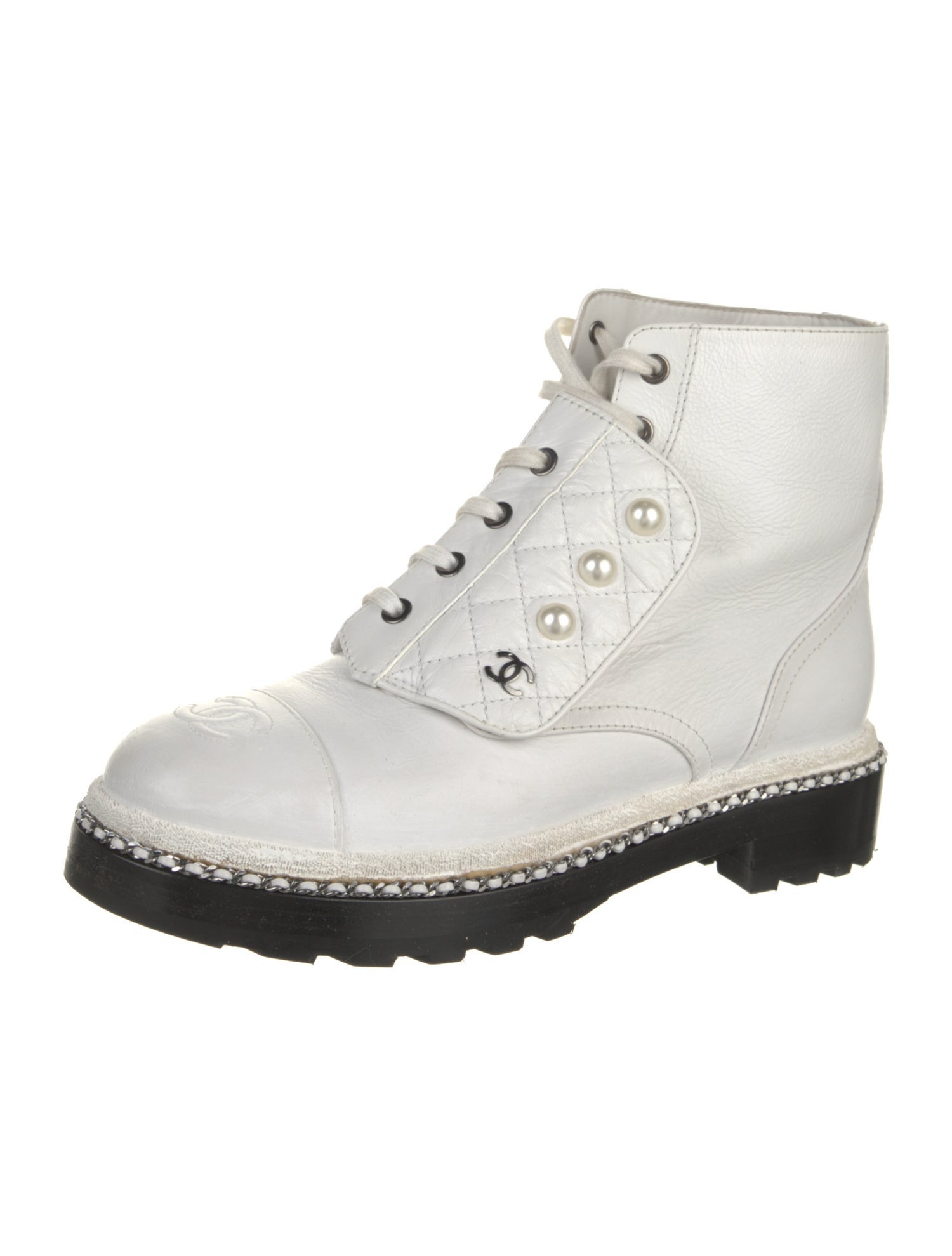 Chanel 2018 Interlocking CC Logo Combat Boots