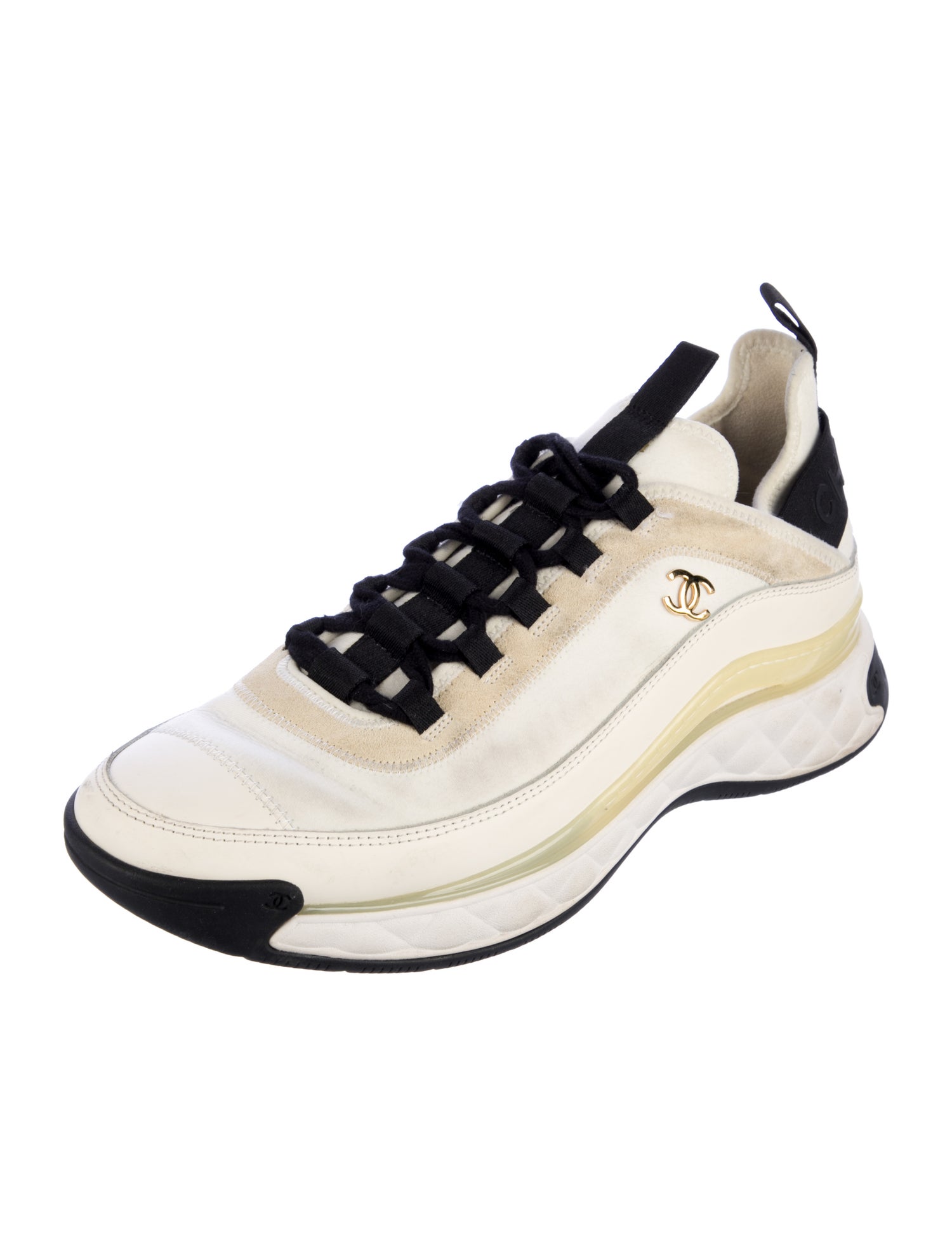 Chanel Interlocking CC Logo Leather Sneakers