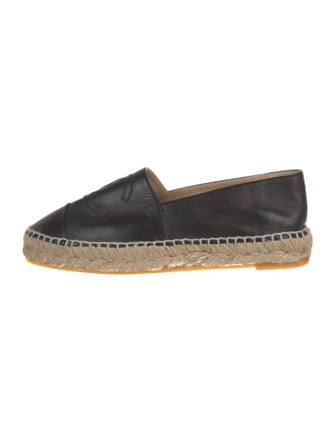 Chanel Interlocking CC Logo Leather Espadrilles