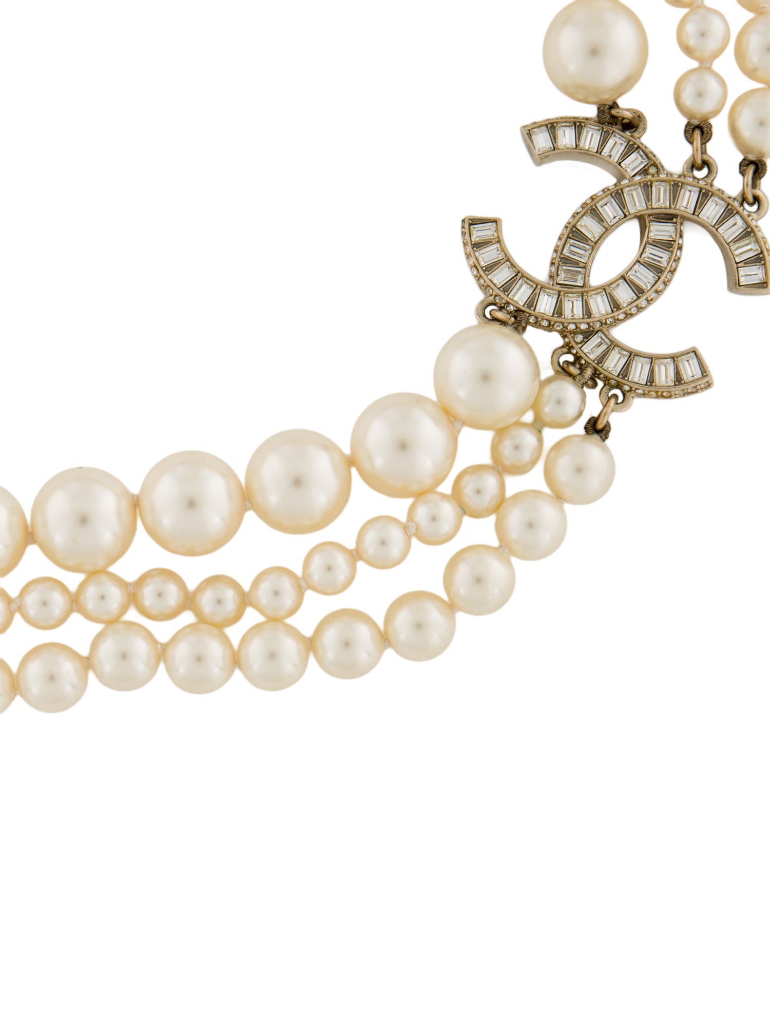 Chanel Faux Pearl & Strass CC Multistrand Necklace