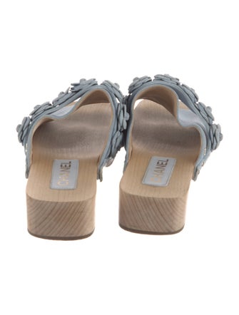 Chanel Interlocking CC Logo Suede Slides