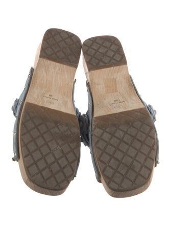 Chanel Interlocking CC Logo Suede Slides