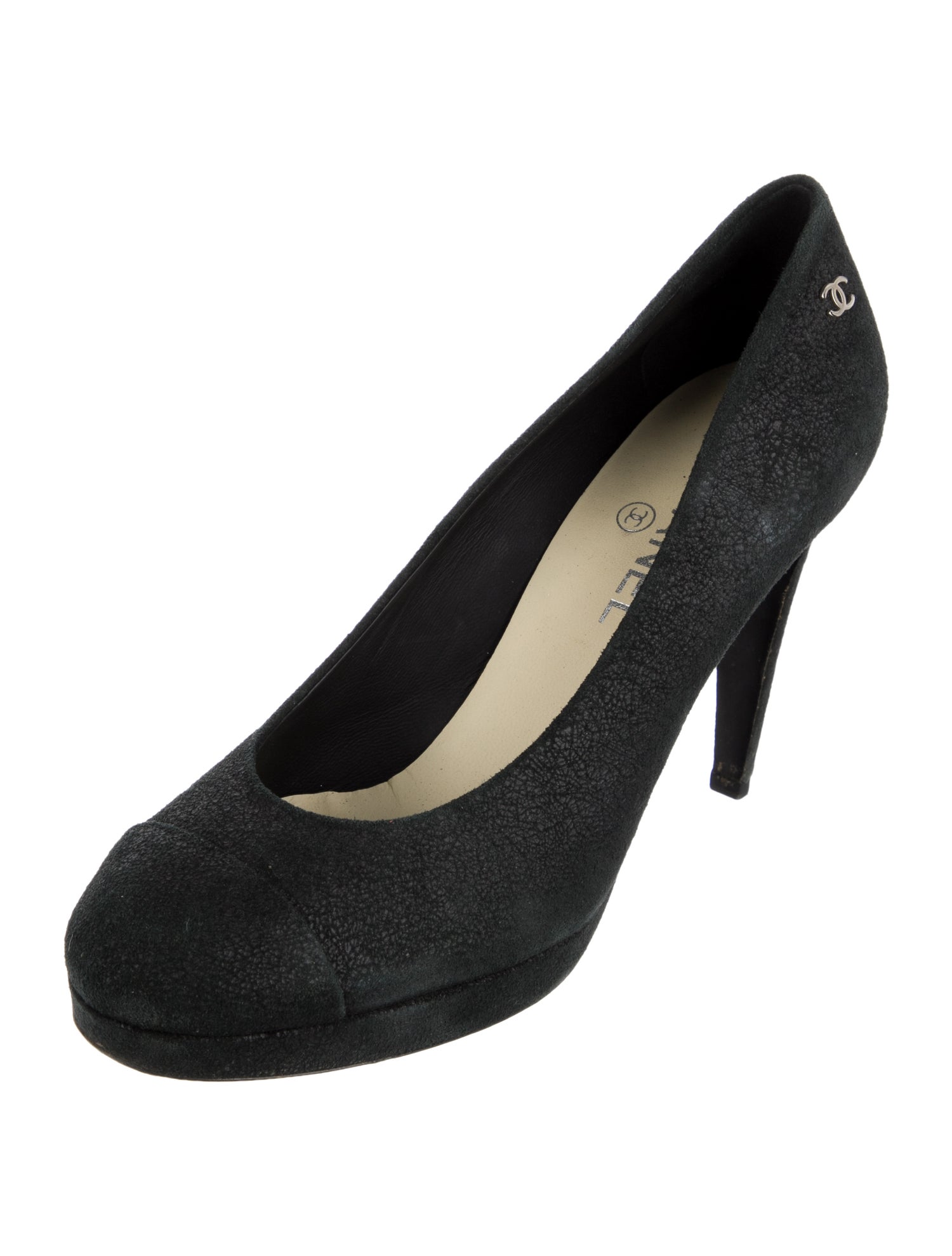 Chanel Interlocking CC Logo Suede Pumps