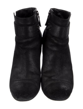 Chanel Interlocking CC Logo Suede Boots
