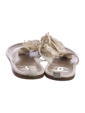 Chanel Interlocking CC Logo Leather Slides