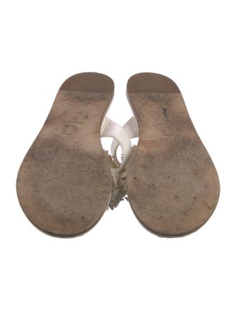 Chanel Interlocking CC Logo Leather Slides