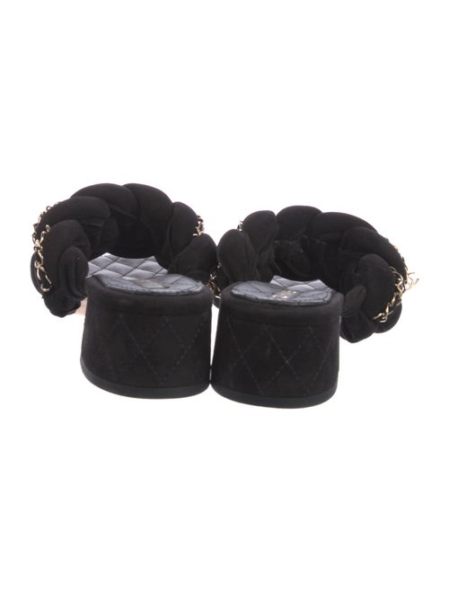 Chanel Interlocking CC Logo Suede Slides