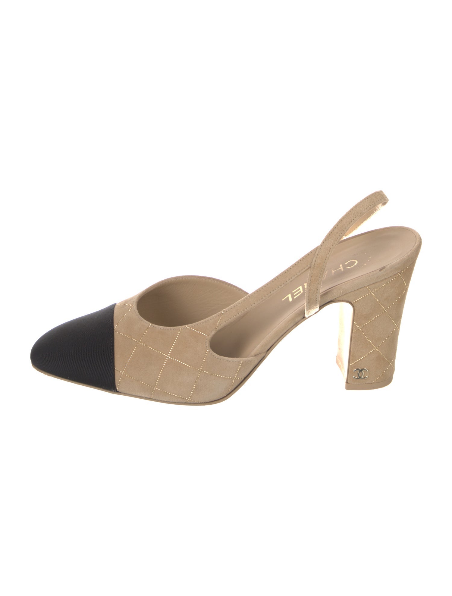 Chanel Interlocking CC Logo Suede Slingback Pumps