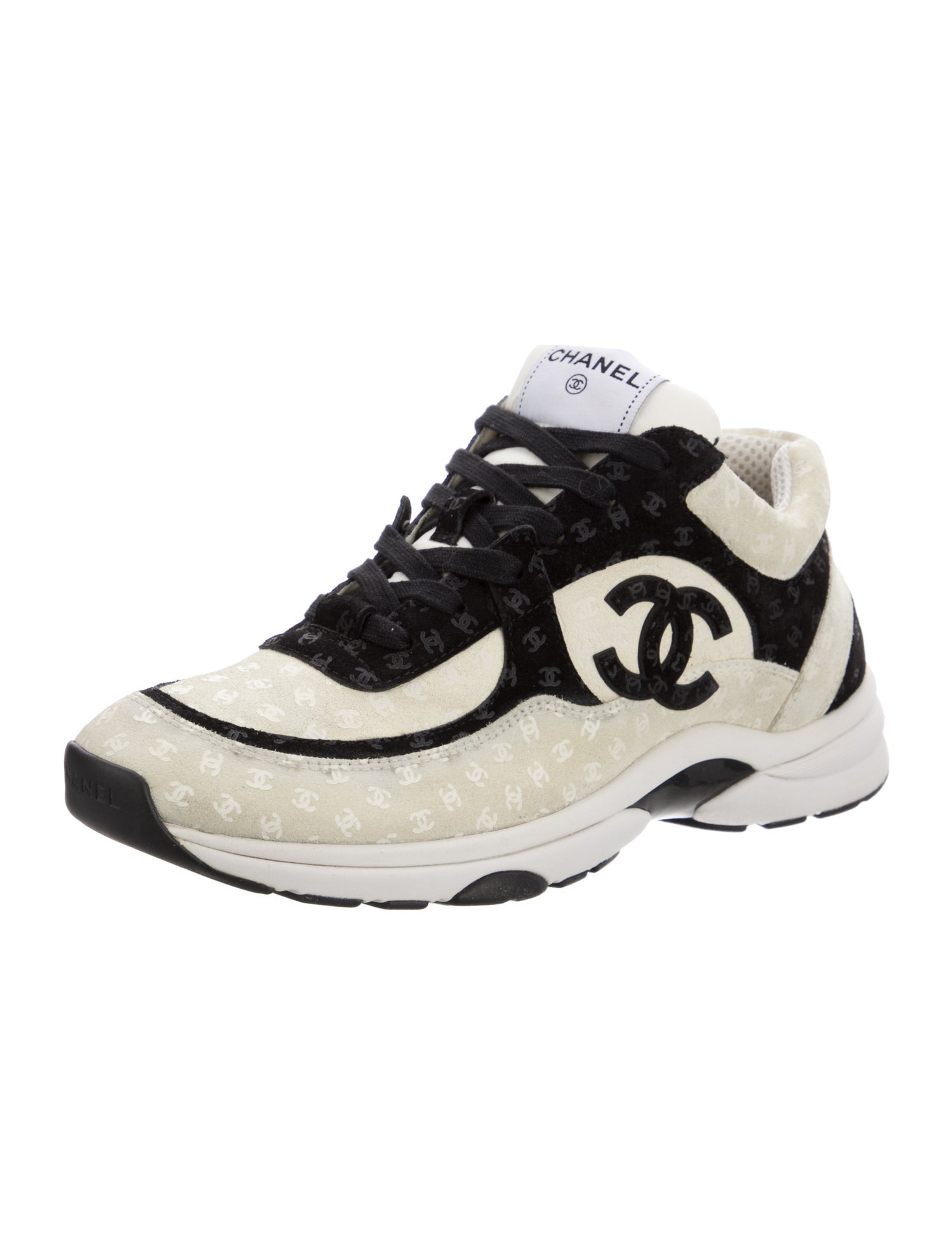 Chanel Interlocking CC Logo Suede Sneakers