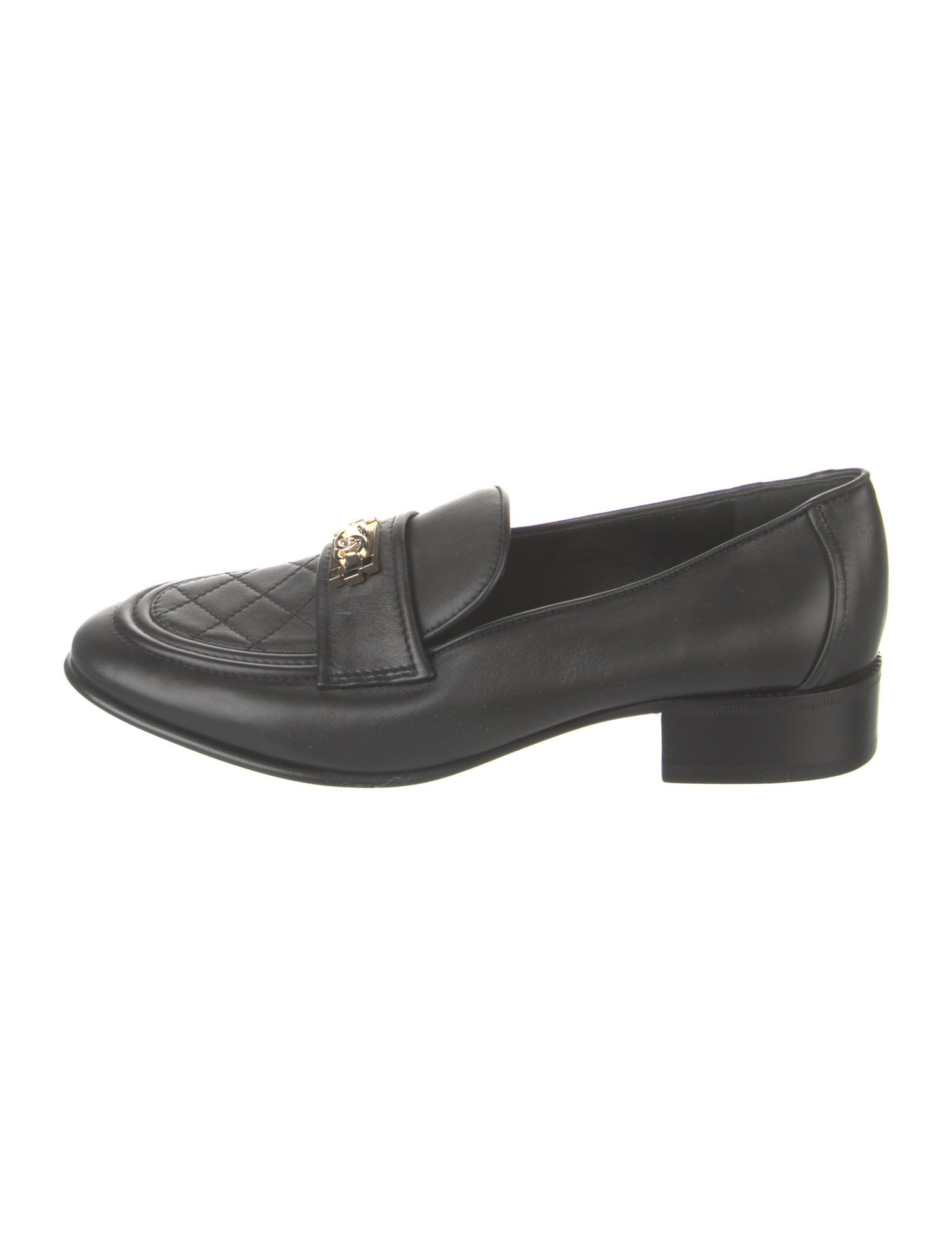 Chanel Interlocking CC Logo Leather Loafers