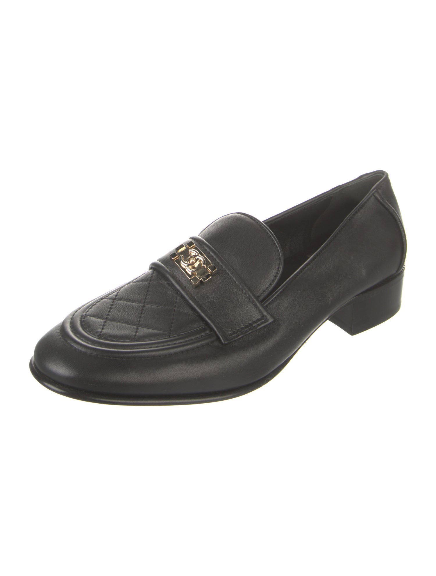 Chanel Interlocking CC Logo Leather Loafers