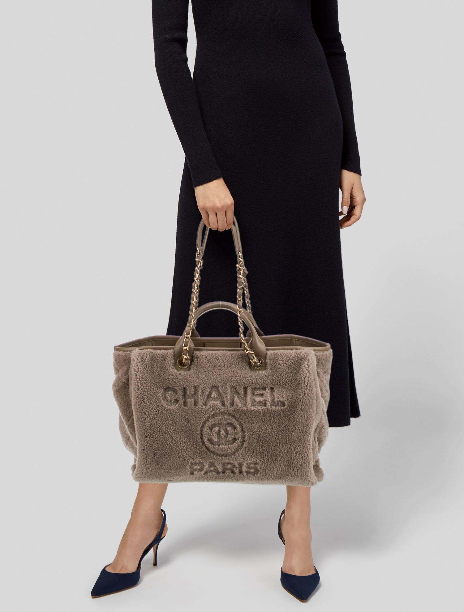 Chanel Medium Shearling Deauville Shopping Bag