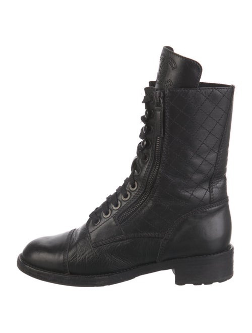Chanel Interlocking CC Logo Leather Combat Boots