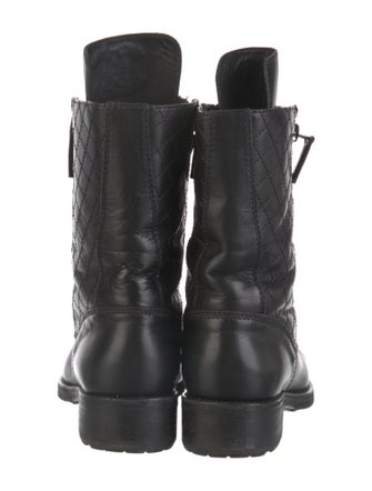 Chanel Interlocking CC Logo Leather Combat Boots