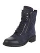 Chanel Interlocking CC Logo Suede Combat Boots