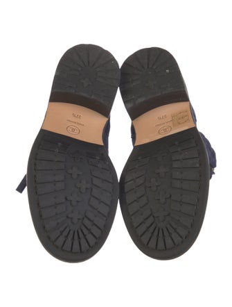 Chanel Interlocking CC Logo Suede Combat Boots