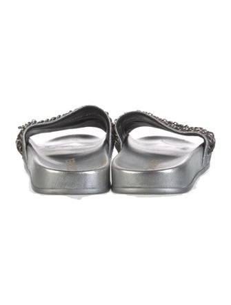 Chanel Interlocking CC Logo Leather Slides
