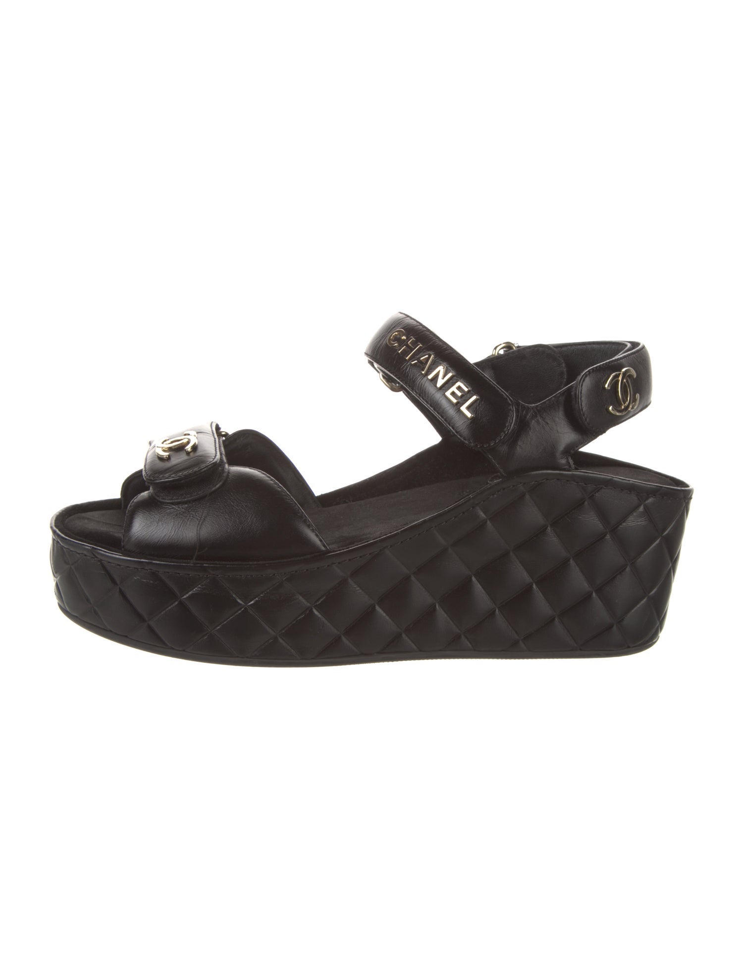 Chanel Interlocking CC Logo Leather Espadrilles
