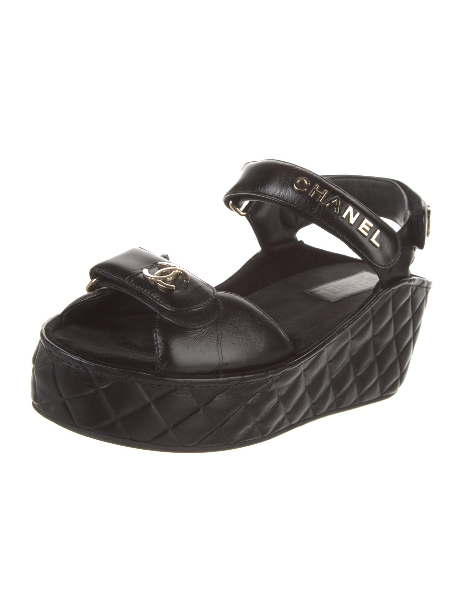 Chanel Interlocking CC Logo Leather Espadrilles