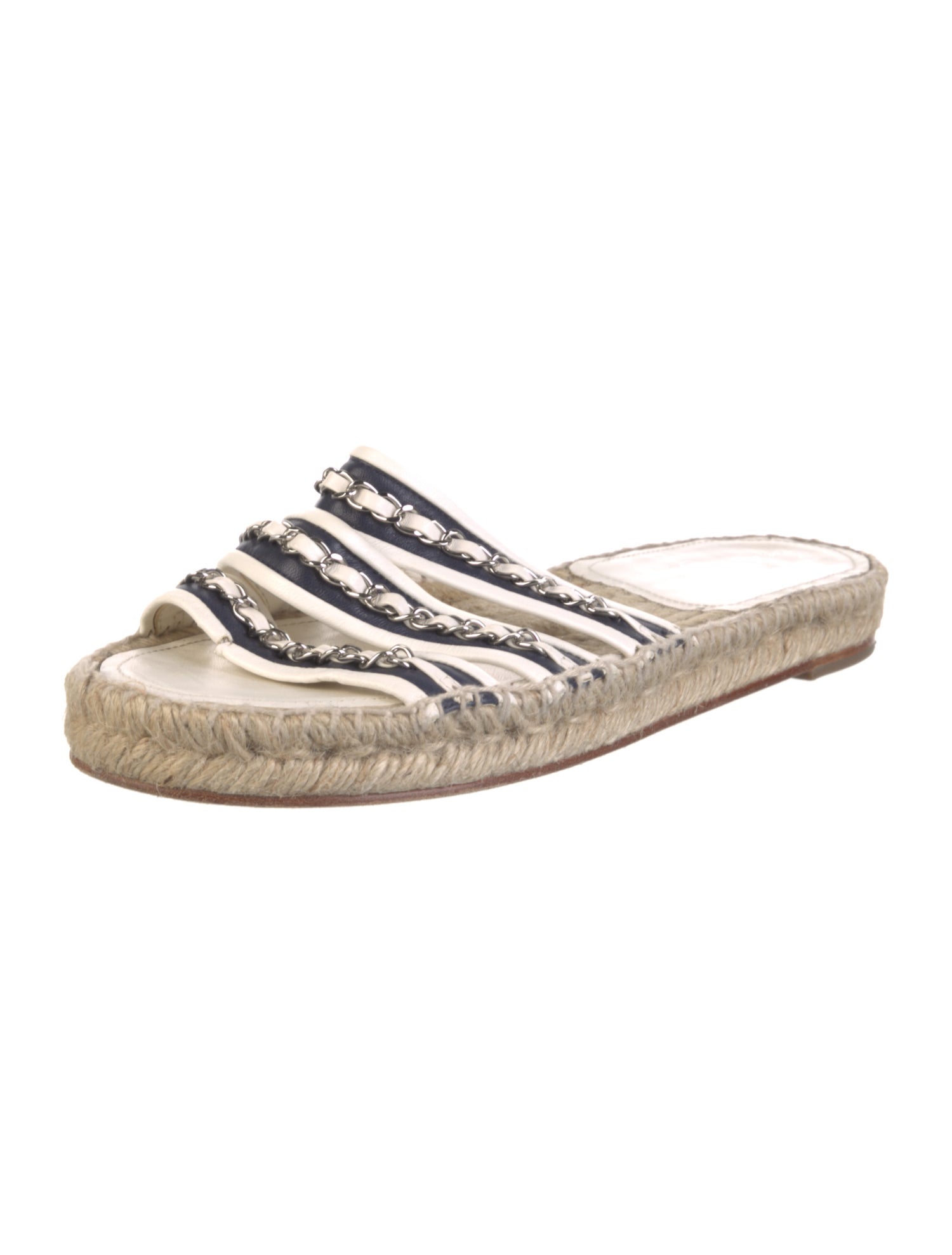 Chanel Interlocking CC Logo Leather Espadrilles