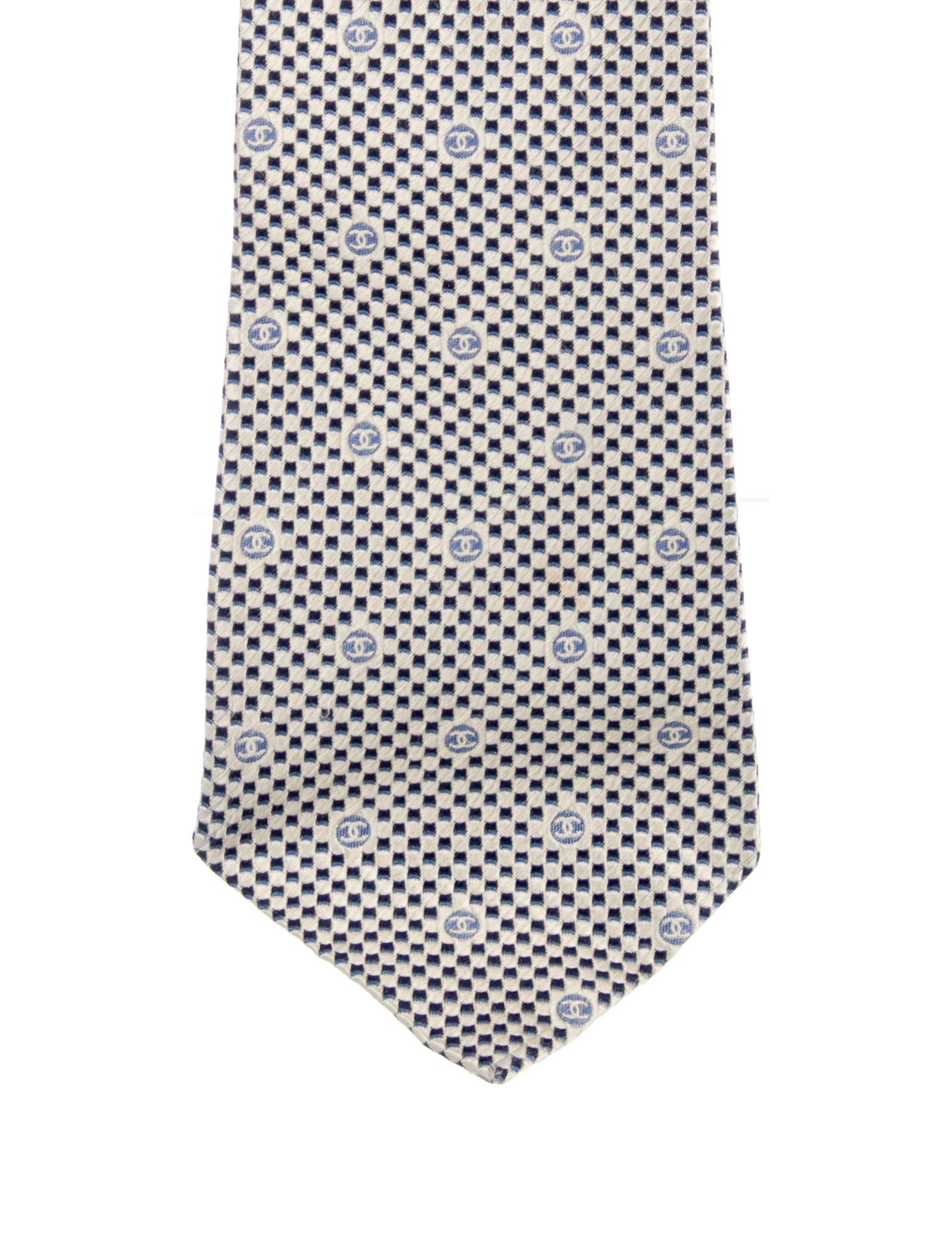 Chanel Checkered CC Logo Tie