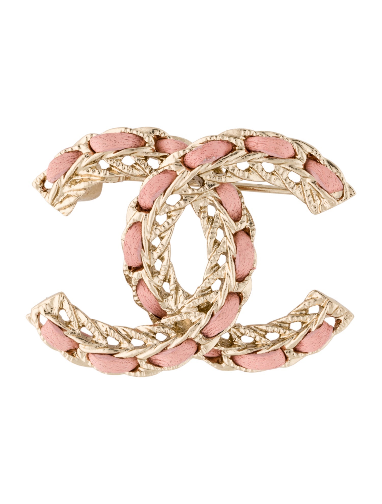 Chanel Leather Woven CC Brooch