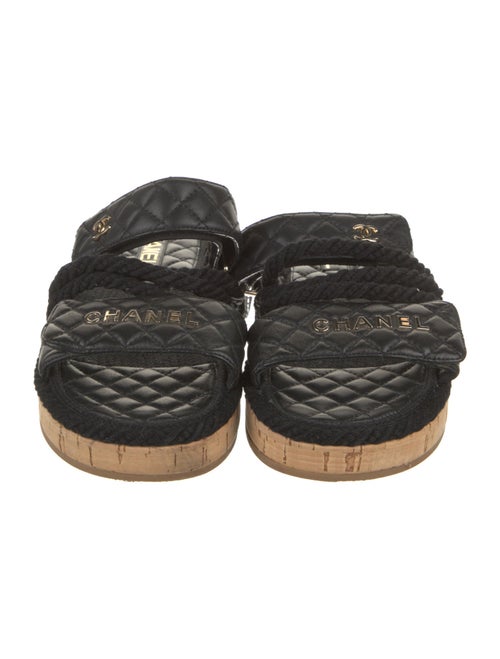 Chanel Interlocking CC Logo Leather Slides