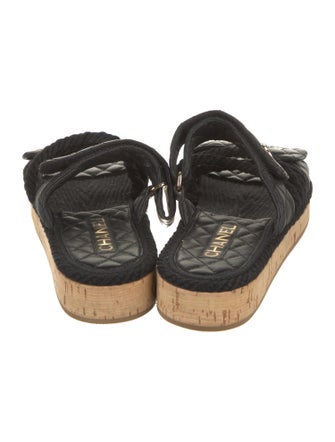 Chanel Interlocking CC Logo Leather Slides