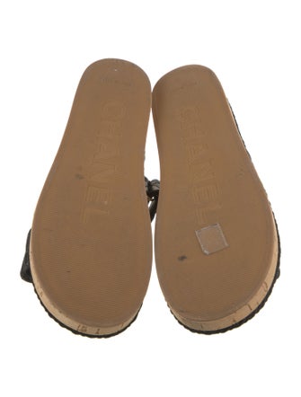 Chanel Interlocking CC Logo Leather Slides