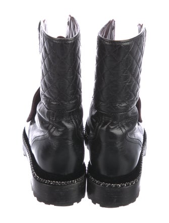 Chanel Interlocking CC Logo Leather Combat Boots