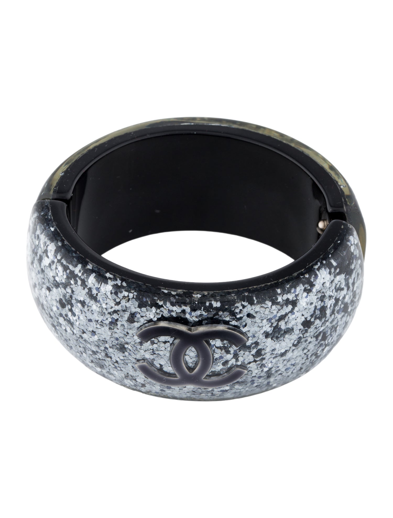 Chanel Resin & Glitter CC Hinged Bracelet