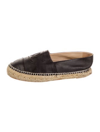 Chanel Interlocking CC Logo Leather Espadrilles