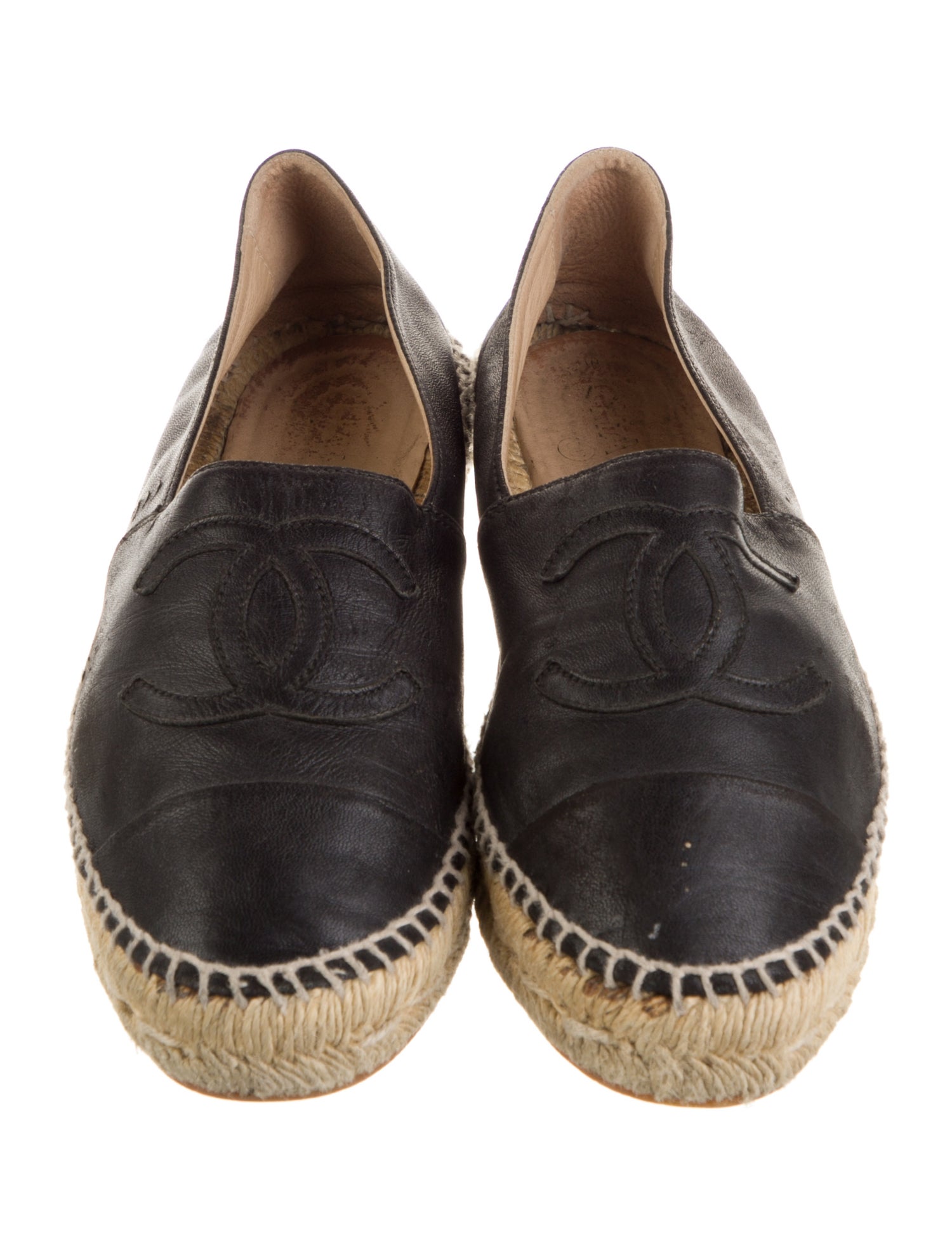 Chanel Interlocking CC Logo Leather Espadrilles