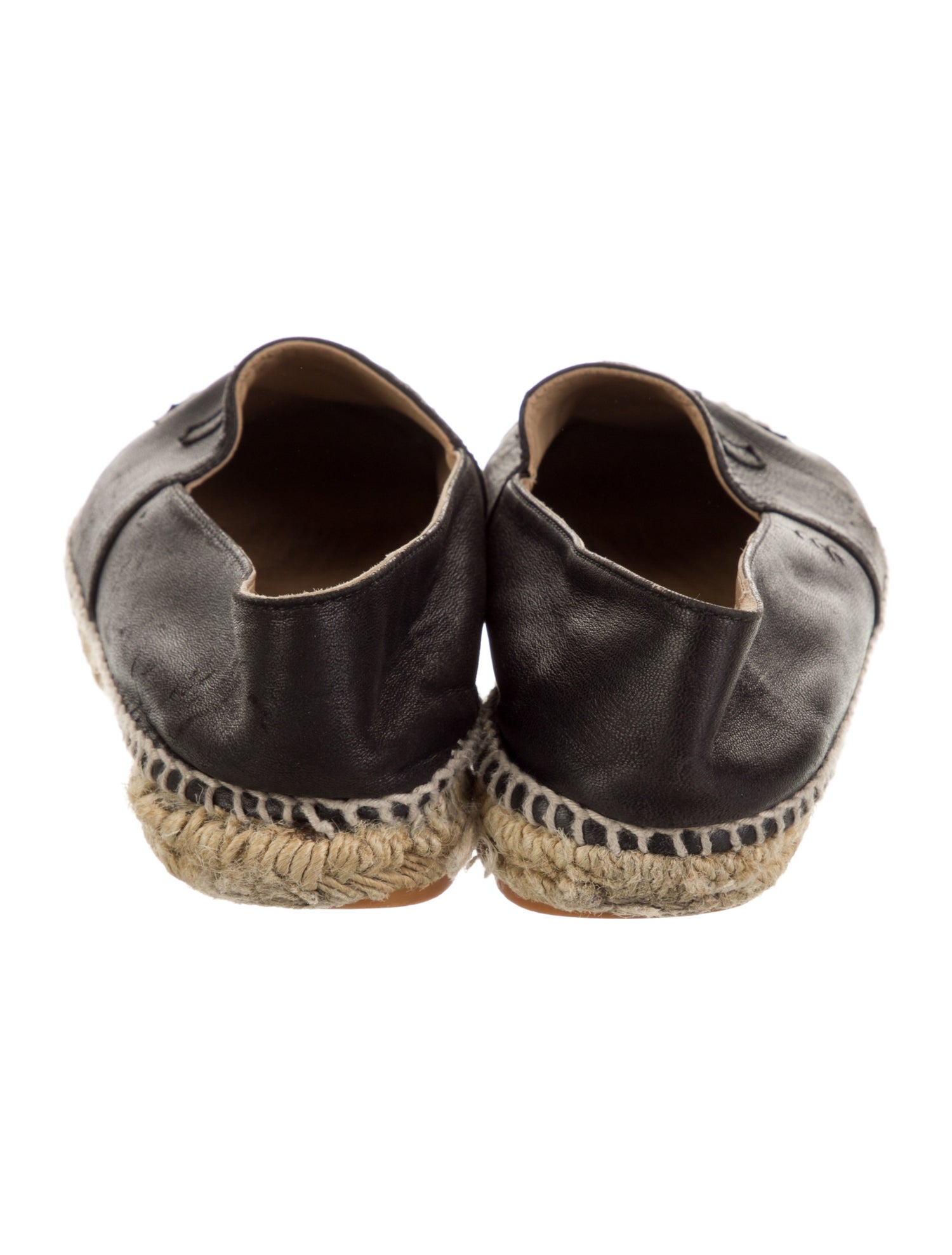 Chanel Interlocking CC Logo Leather Espadrilles