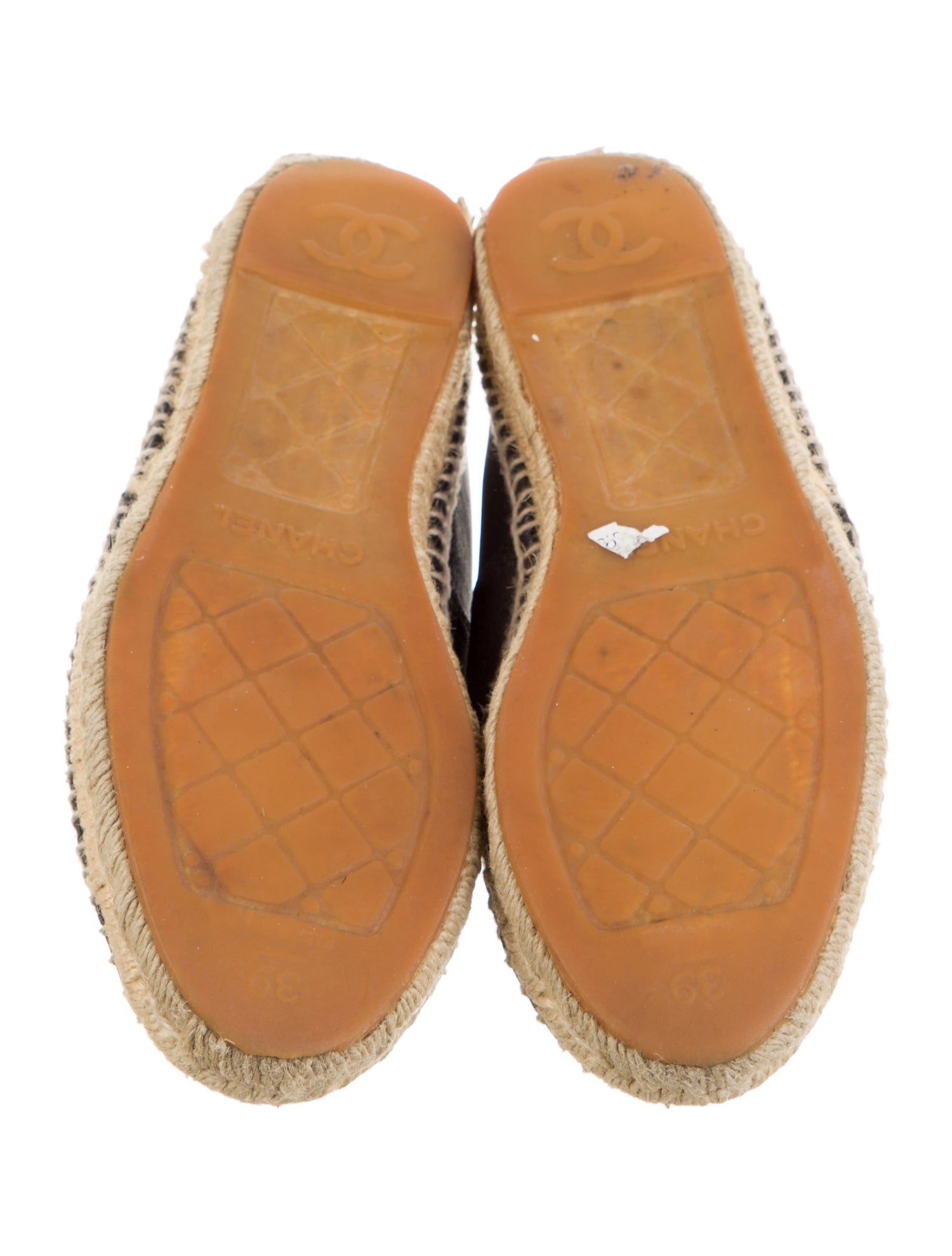 Chanel Interlocking CC Logo Leather Espadrilles