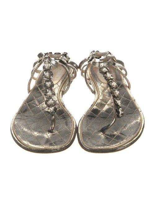 Chanel Interlocking CC Logo Leather T-Strap Sandals