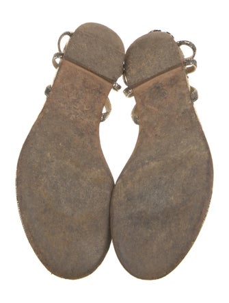 Chanel Interlocking CC Logo Leather T-Strap Sandals