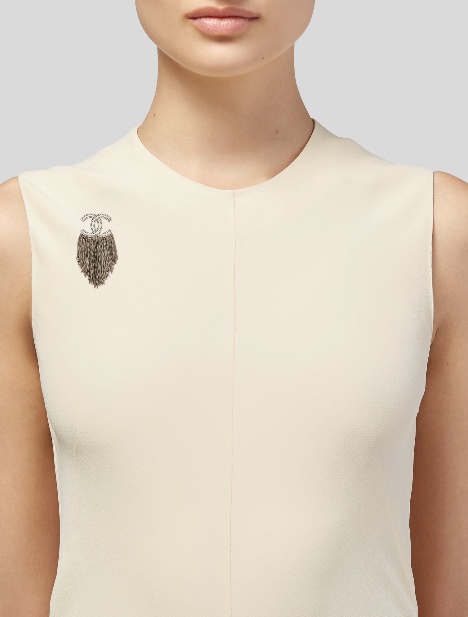 Chanel Strass CC Chain Fringe Brooch