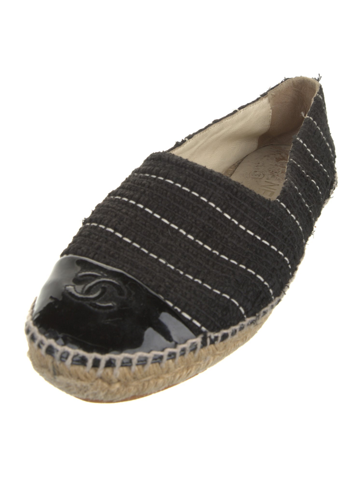Chanel Interlocking CC Logo Tweed Espadrilles