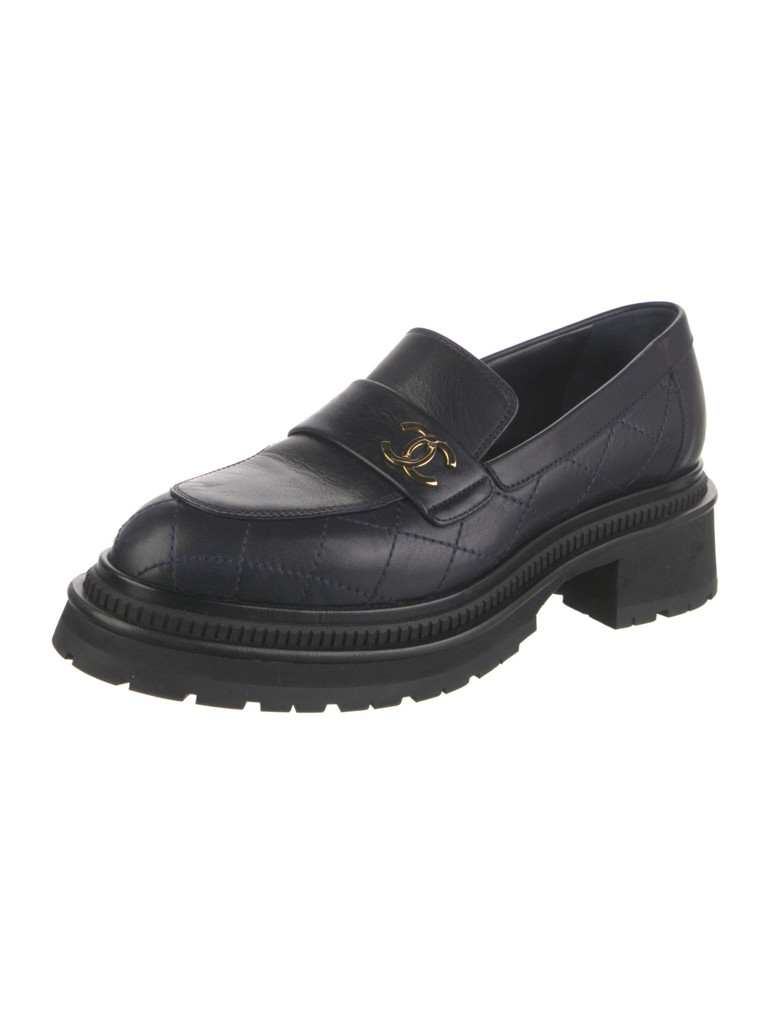 Chanel Interlocking CC Logo Calfskin Loafers