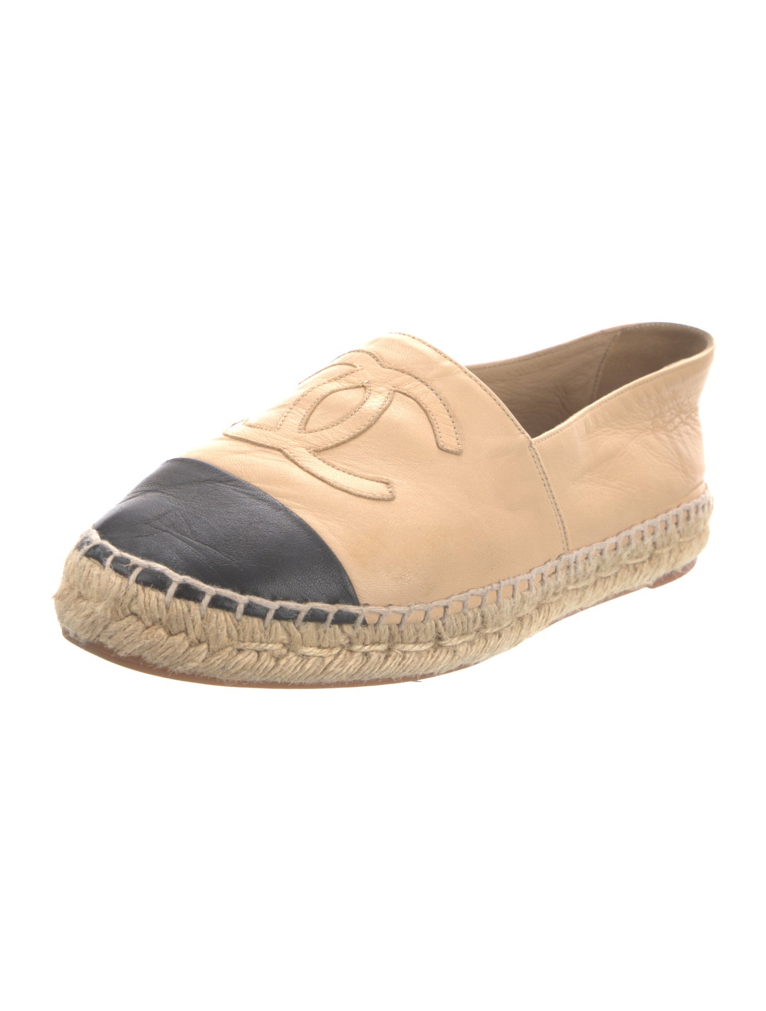 Chanel Interlocking CC Logo Leather Espadrilles