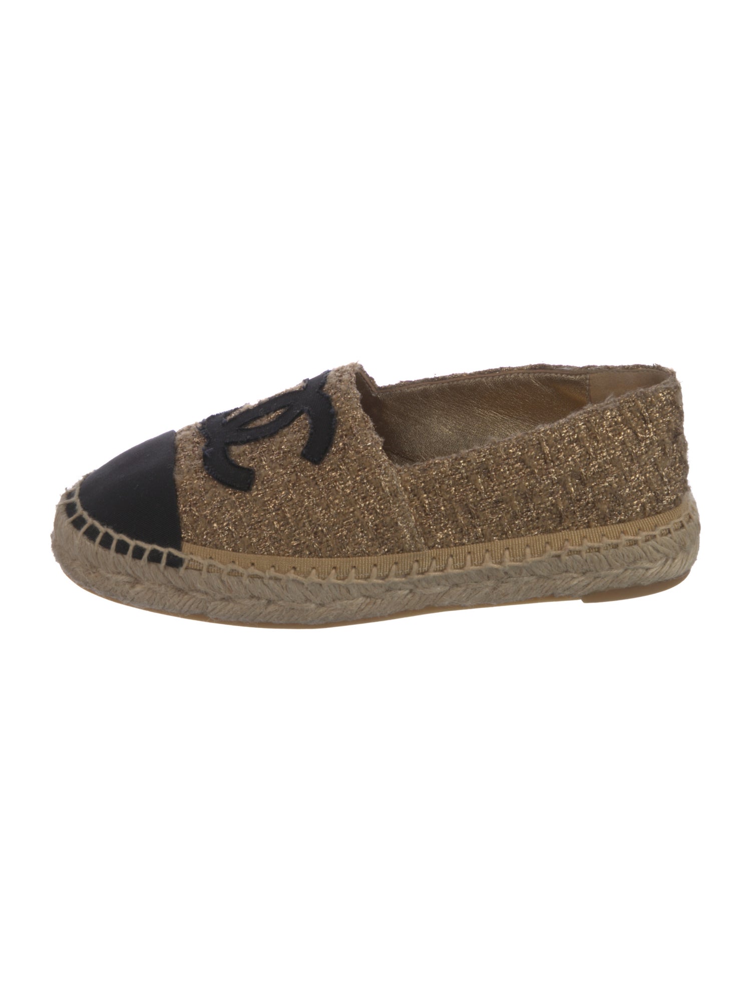 Chanel Interlocking CC Logo Tweed Espadrilles